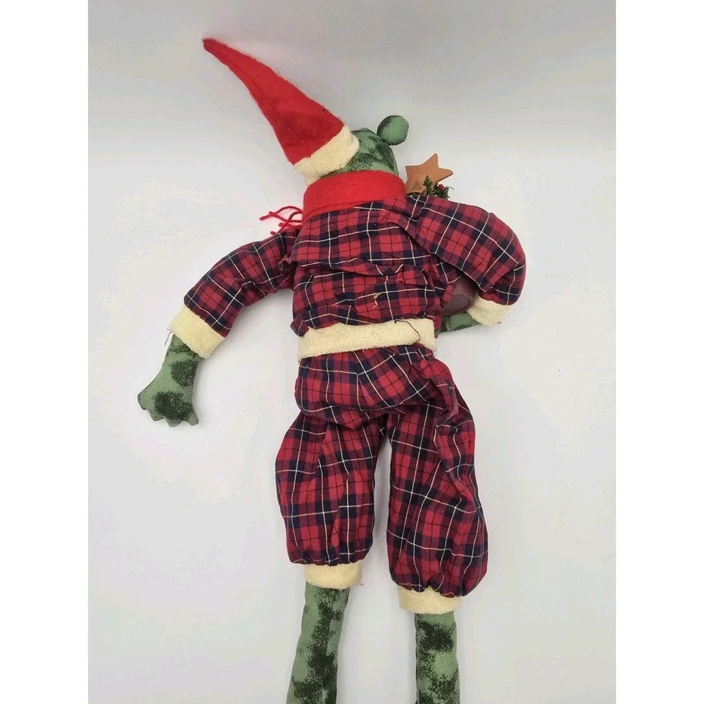 Arline's Crafty Treasures Christmas Frog Long Leg Shelf Sitter Vintage Decor